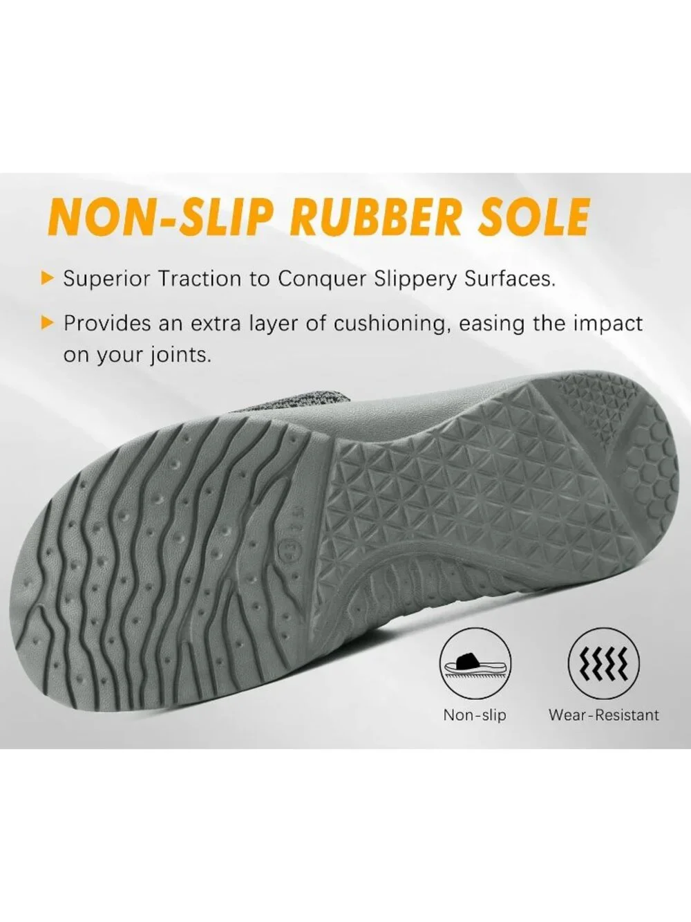 Men's Grey Arch Support Sport Slides Open Toe Adjustable Orthotic Sandal Shoes